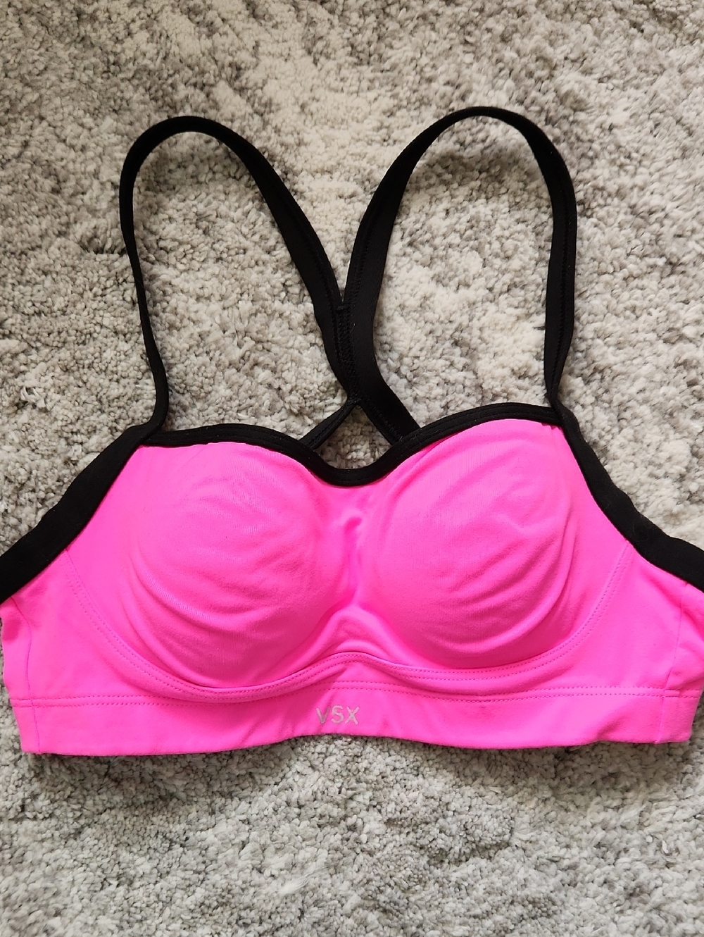 Victoria's Secret ANGEL Hot Pink and Black Molded Sports Bra